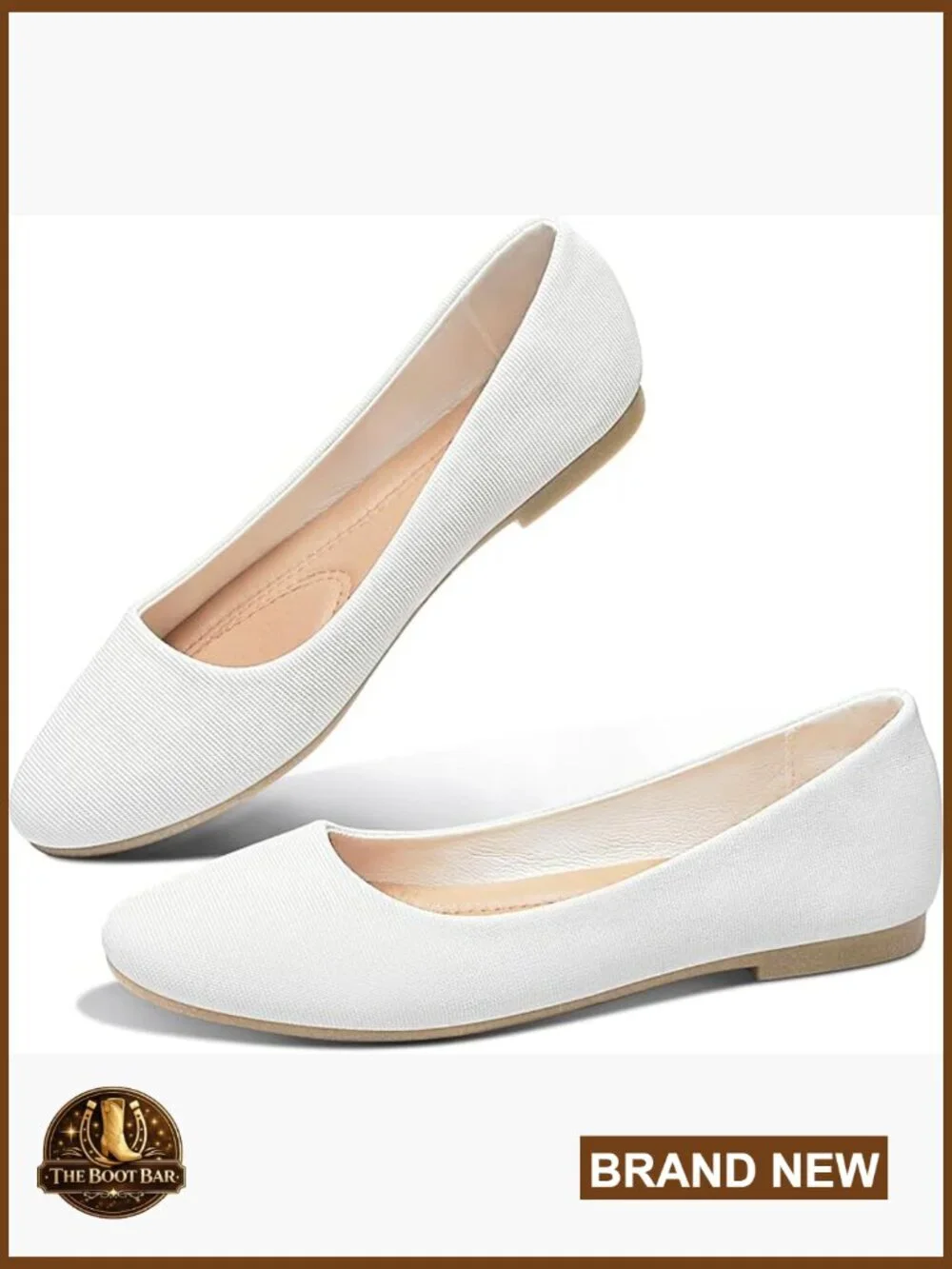 Women's Canvas Ballet Flats with Memory Foam, Round Toe Slip-On Shoes